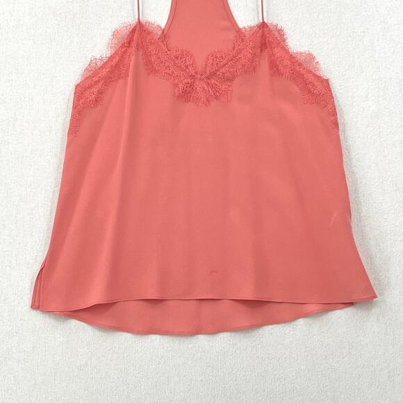CAMI NYC Racer Silk Camisole Tank Womens XS Peach Pink Lace Trim Spaghetti Strap - Picture 6 of 13
